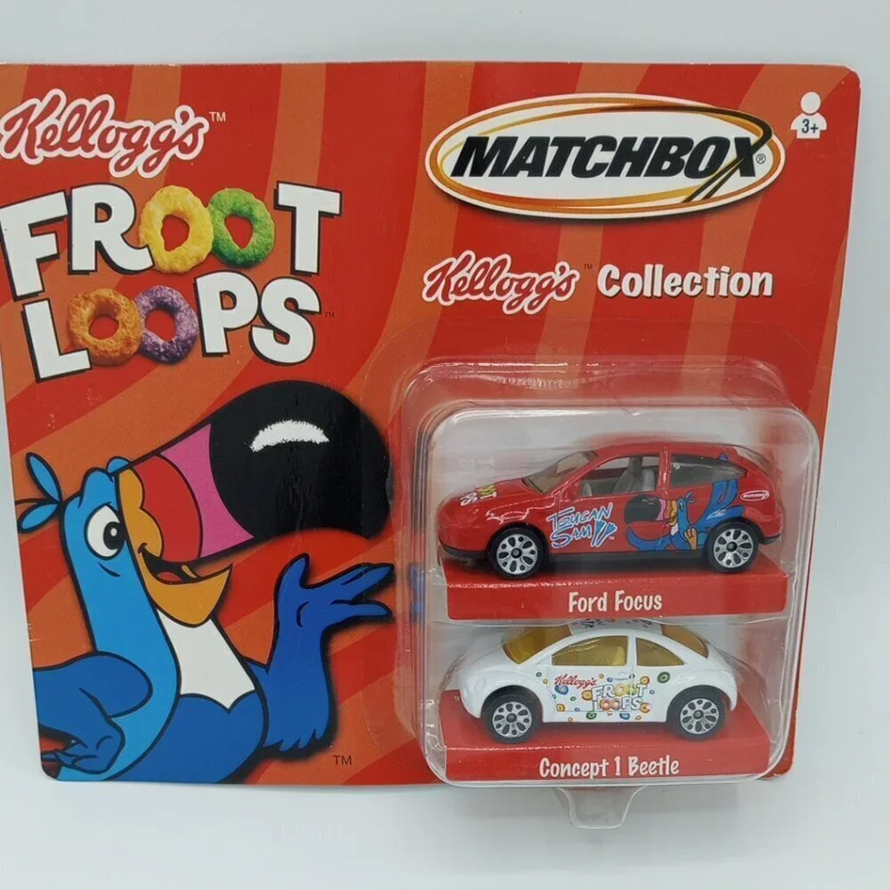 Mattel Matchbox Kellogg's 2 Car Set 2 Pks 2001 VTG Fruit Loops Frosted Flakes